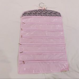 Pink Jewelry Travel Hanger with Storage